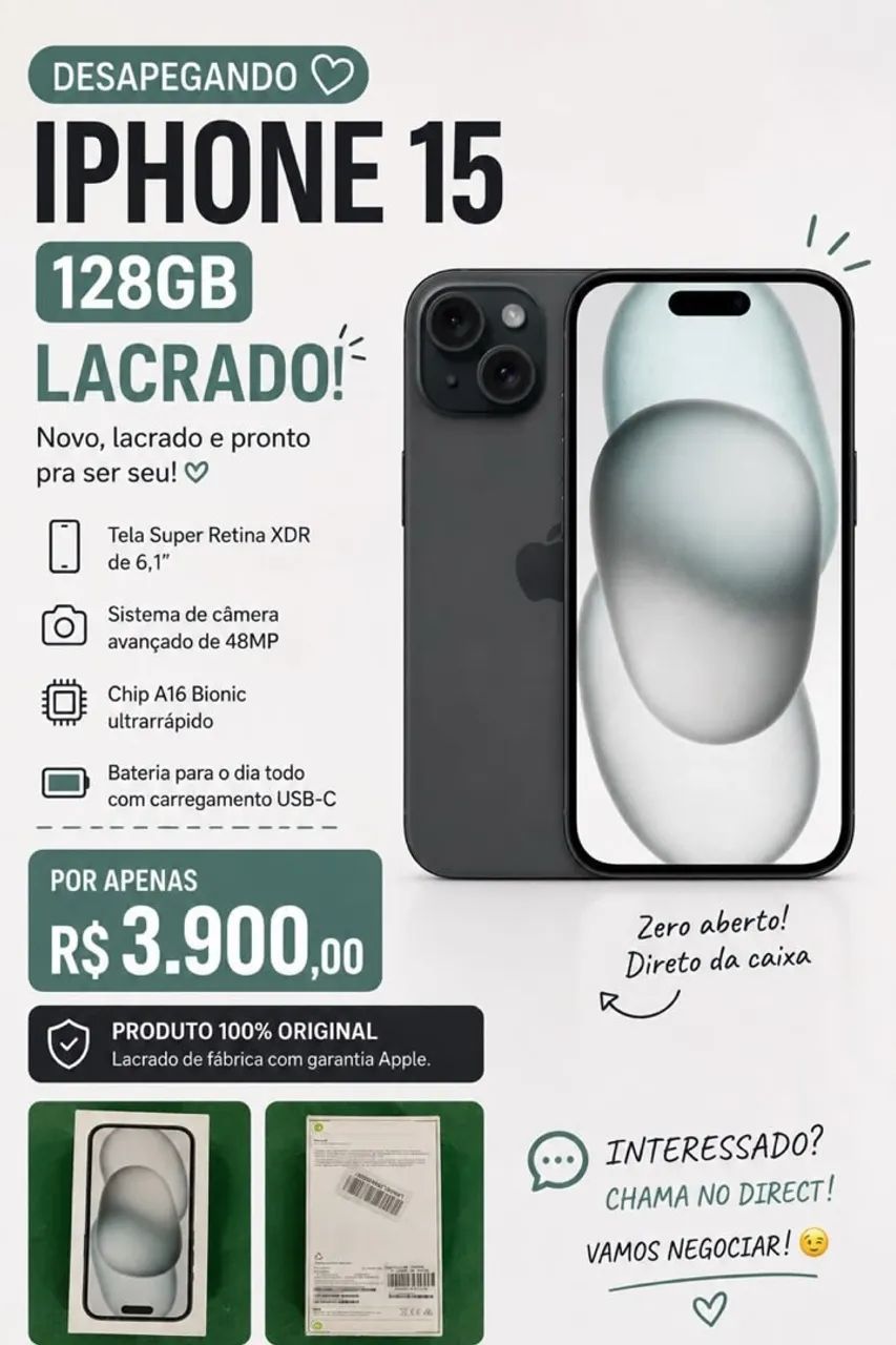 iPhone 15 black 128G