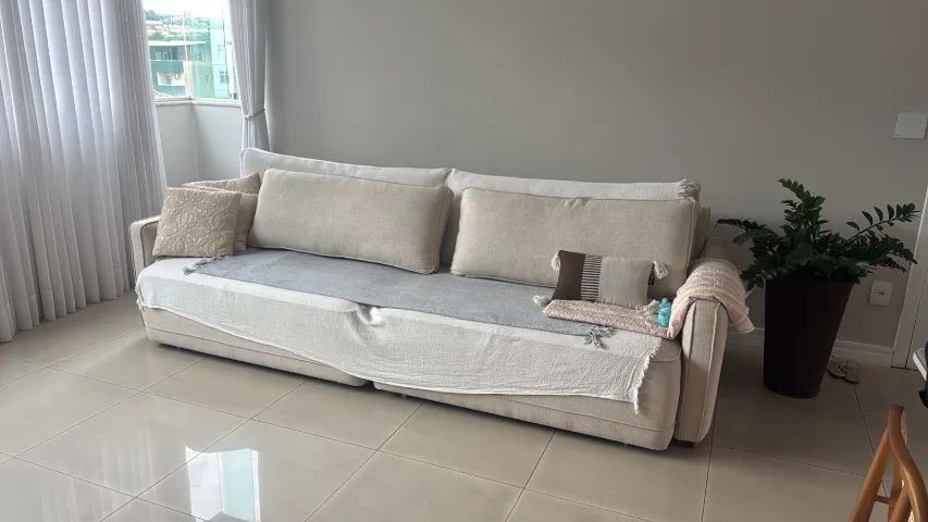 Sofá Retratil 2,90 linho bege 