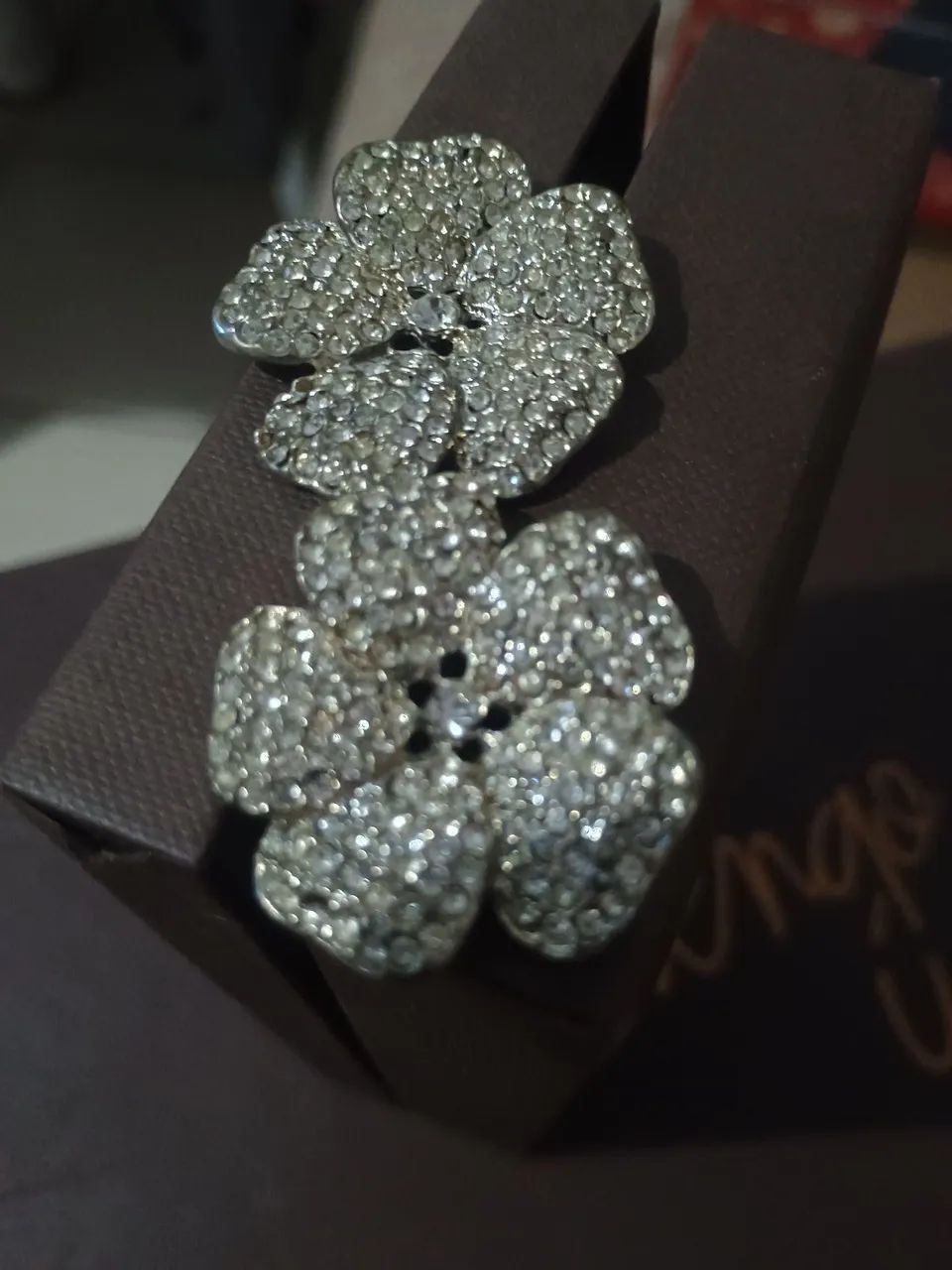 Brinco de pressão ( prata designer strass  - Foto 3