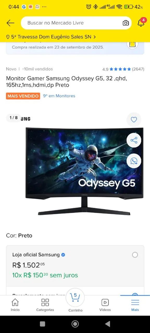 Monitor odyssey G5 QDHD 2k 