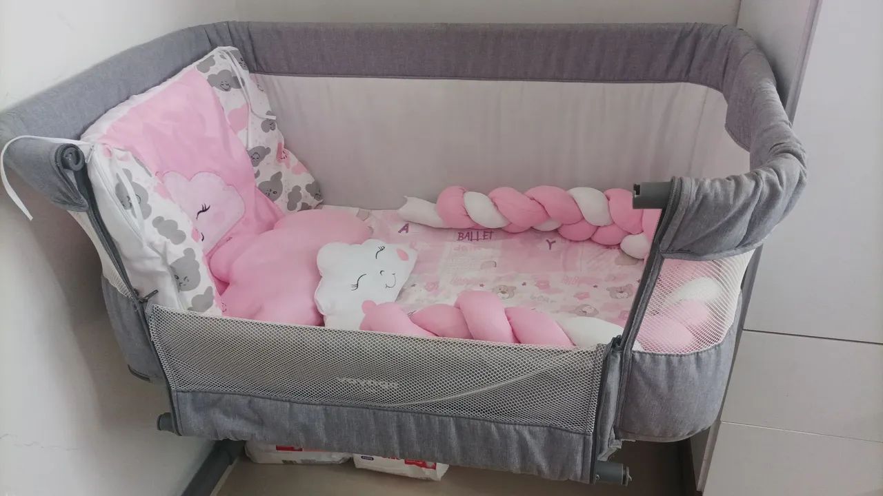 Berço Moisés Voyage semi novo, bem conservado, cinza. - Foto 3
