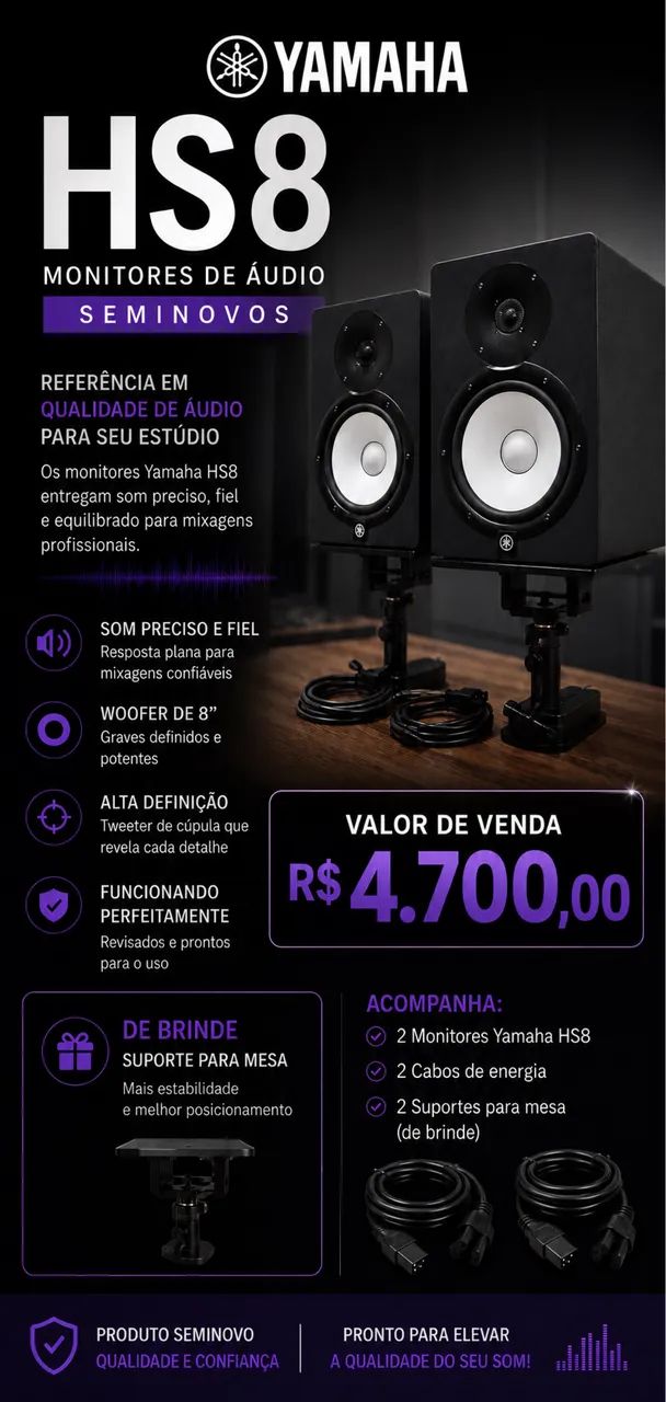Monitores HS8 com suporte 