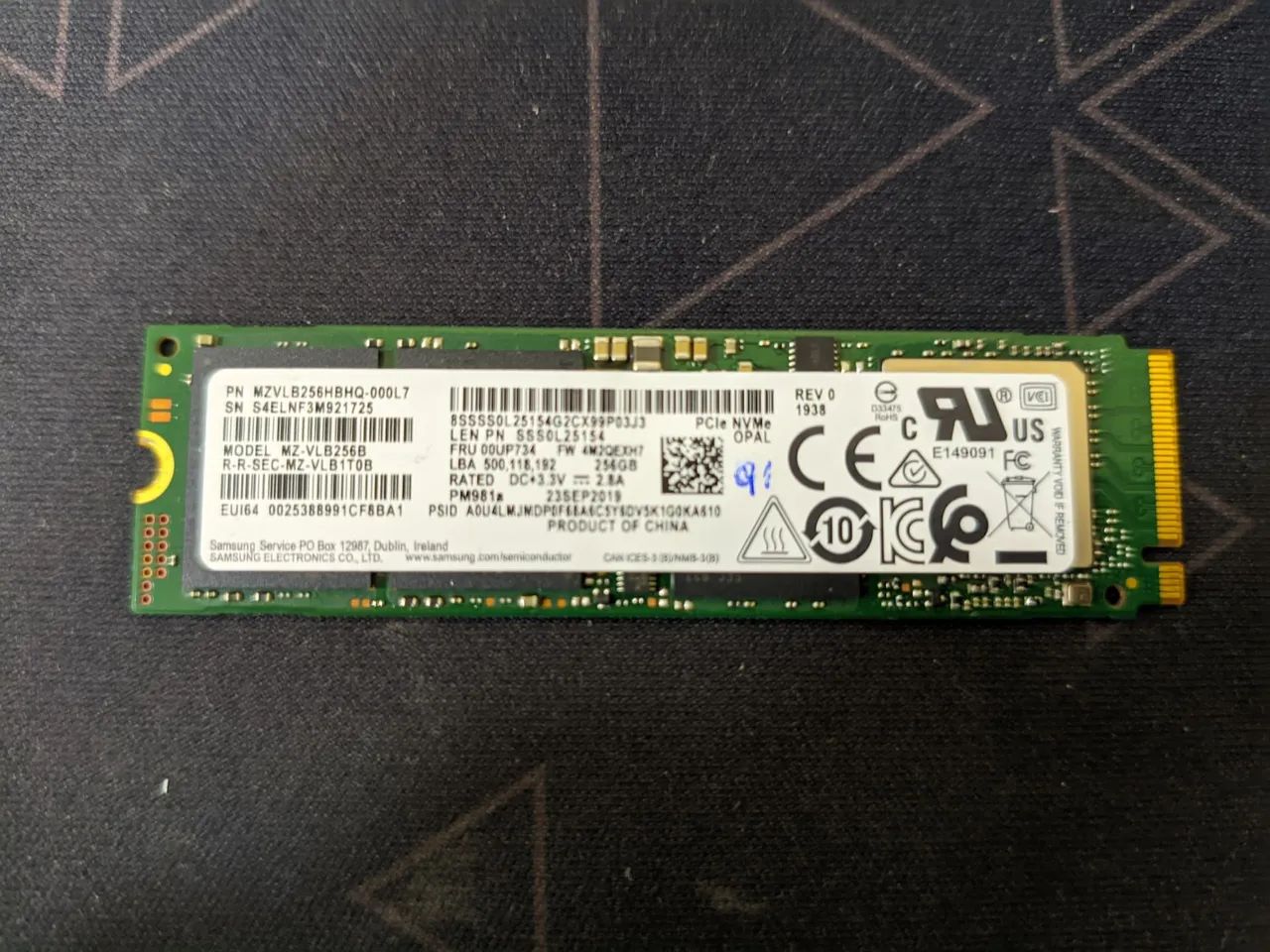 SSD NVME 246gb Samsung 