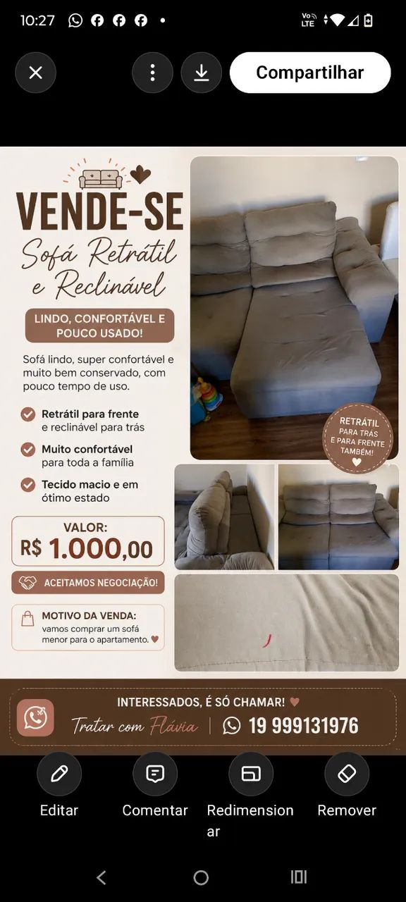 Sofá retrátil usado , confortável usado somente durante 1 ano. - Foto 4