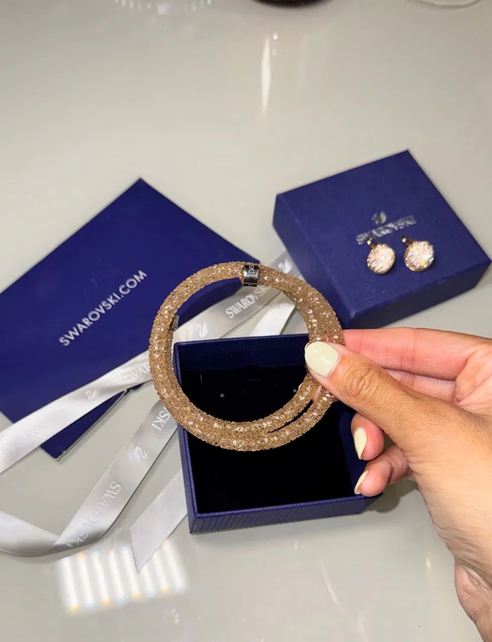 conjunto Swarovski pulseira e brinco original 
