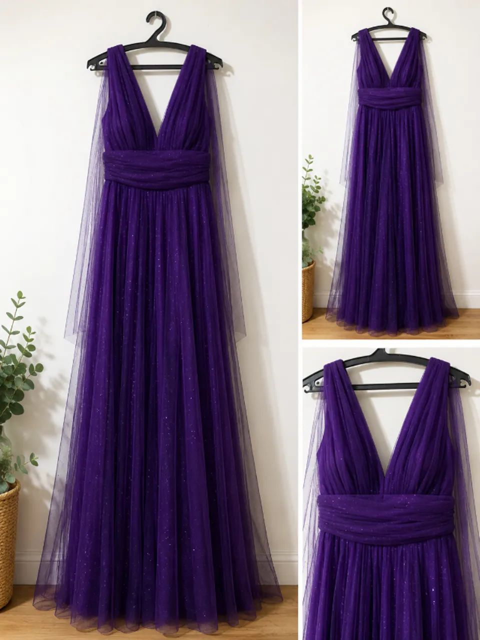 Vestido Longo de Festa Roxo com Tule e Brilho - Foto 2