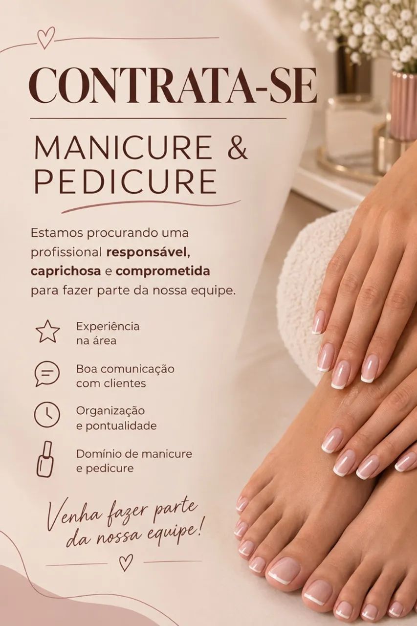 Contrata-se manicure e pedicure 