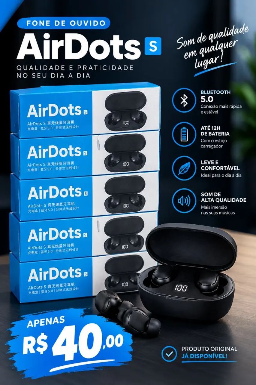 Phones bluetooth na caixa
