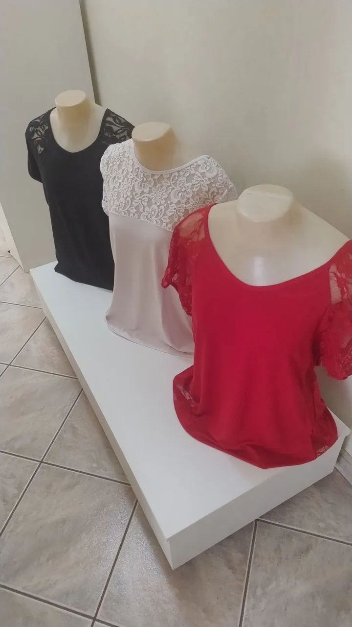 Blusas viscolycra com renda - Foto 2
