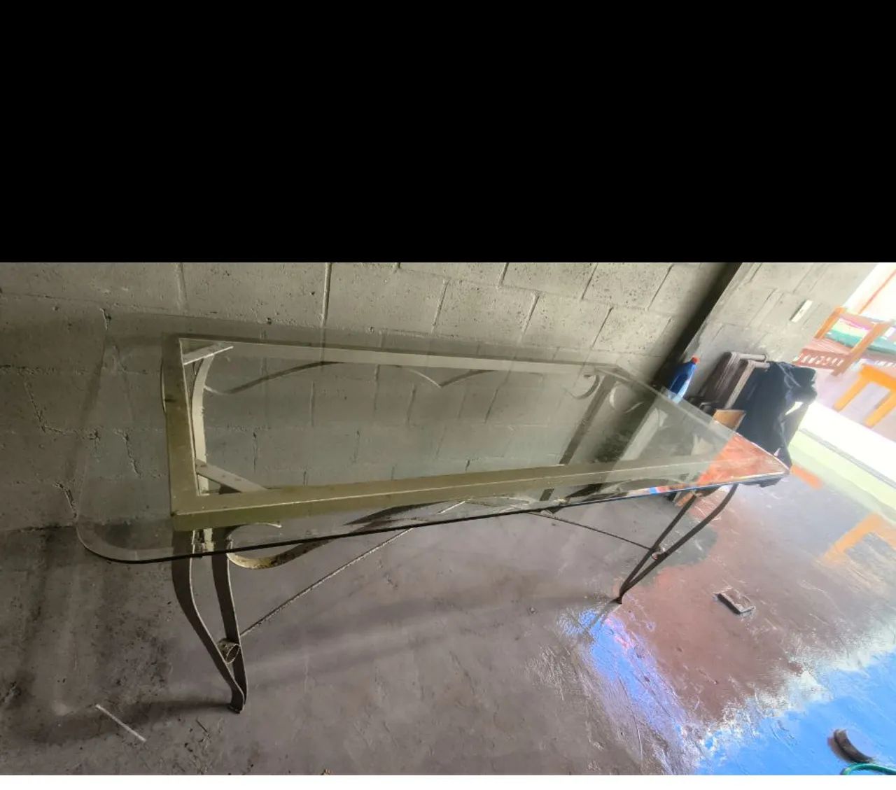 Mesa aço e vidro