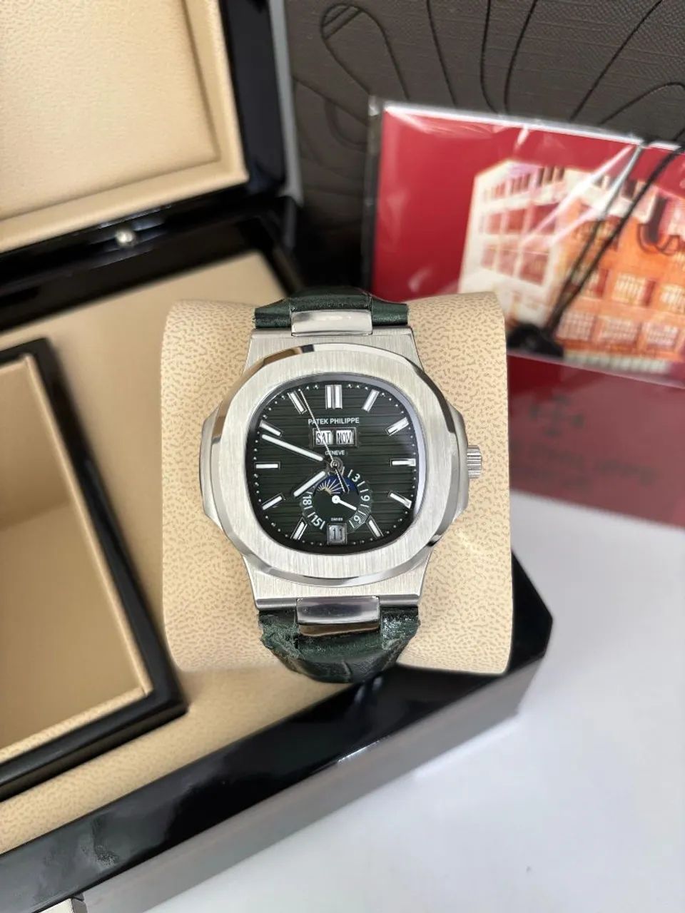 Relógio Patek Philippe Nautilus Automático Couro - Foto 2