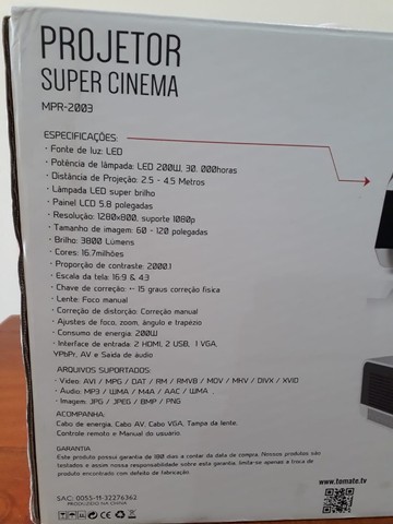 Projetor Tomate MPR-2003 3800lm branco e preto Super Cinema - Foto 4