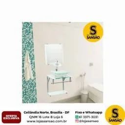 Gabinete Armário Para Banheiro De Vidro 40cm Vildrex