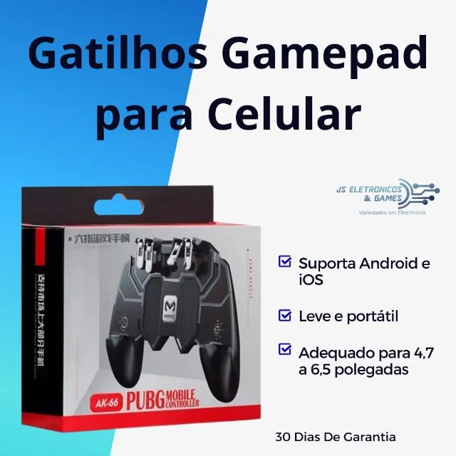 Joystick Gamepad L1 R1 para Celular Android Ios Iphone Mira Tiro Gatilho  para Jogo Pubg Free Fire Universal
