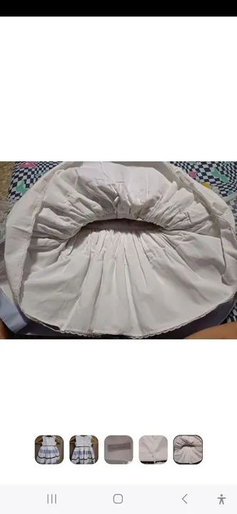 Vestido de bebê menina listrado azul e branco tamanho 2 ou 3 - Foto 4