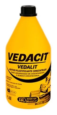 Aditivo Plastificante Vedalit Vedacit 3,6l Reboco Argamassa