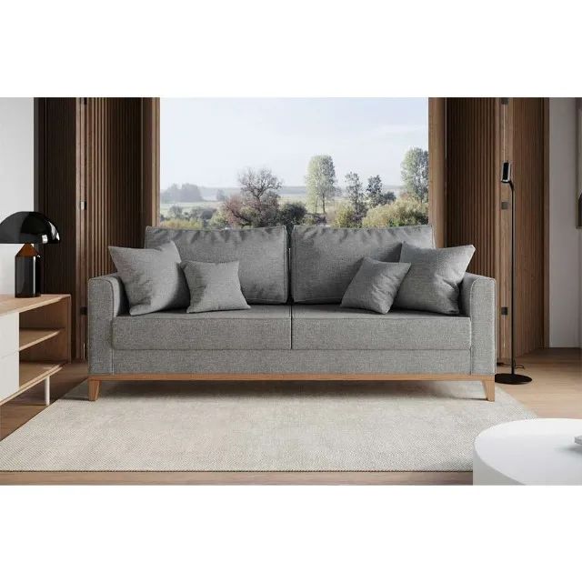 Sofá Benny Living 1,80m 3 Lugares em Linho Bege - Foto 4