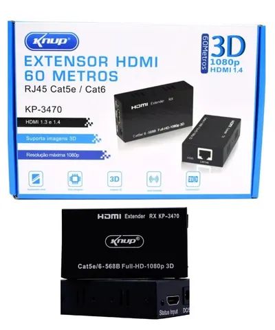 extensor hdmi 1.4 60m 1080p rj45 cat 5e 6 kp-3470 knup promo - Foto 3
