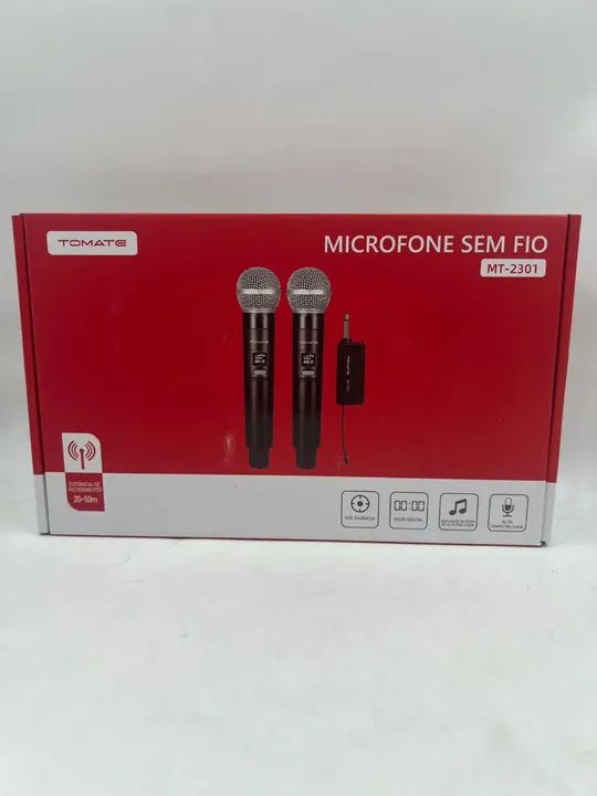 Kit com 2 microfones sem fio, tomate, ideal para igreja - pronta entrega