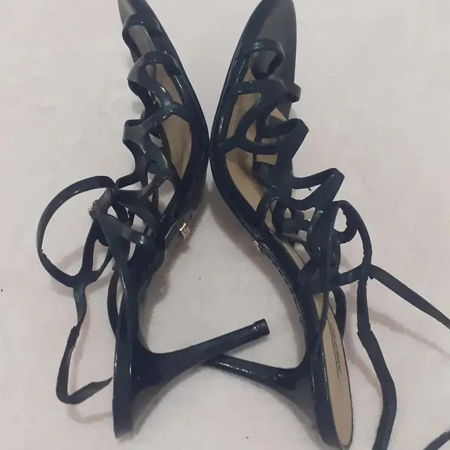 Sandália Preta Trançado Marca Arezzo Número 38 - Foto 5