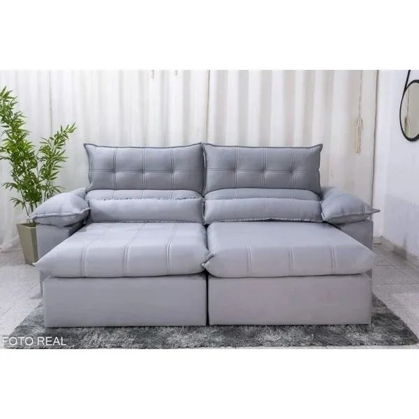 Sofá Retrátil Reclinável 2.50m Prata D33 e Molas Ensacadas rf65  - Foto 2