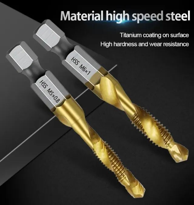 6 UN Brocas Macho Fura Faz Rosca M3, M4, M5, M6, M8, M10 Dourada - COD 1191 - Foto 4