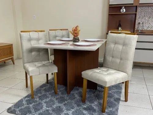 Mesa de Jantar 1.20×0.90 Com 4 Cadeiras- Entrega Rápida
