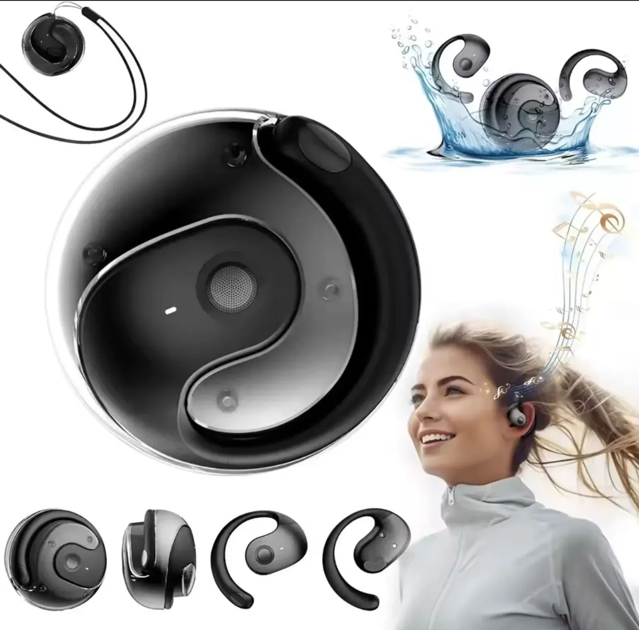 Fone de ouvido gancho duplo formato de coco