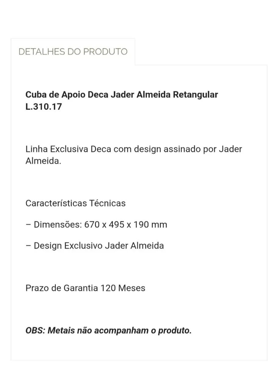 Cuba de Apoio Deca modelo:  L310. 17  Jader Almeida  - Foto 2