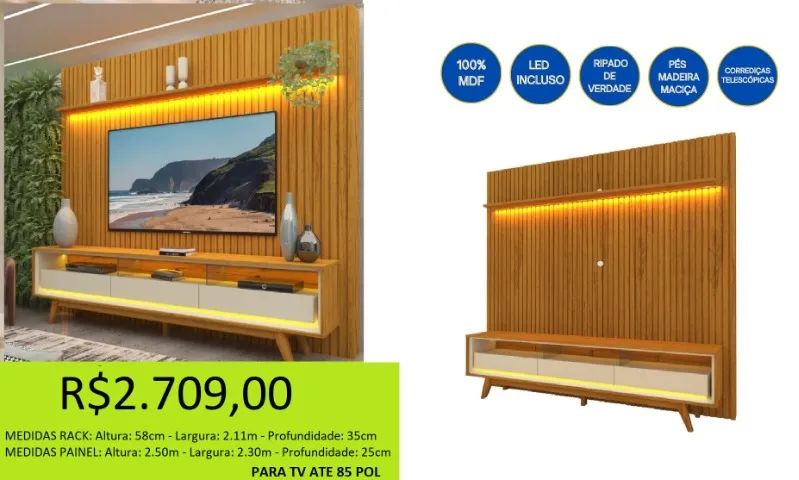 Conjunto nobre ripado 100% MDF - Foto 2