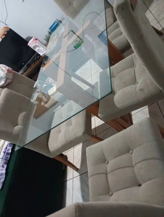 Mesa de vidro C/06 cadeiras - Foto 3