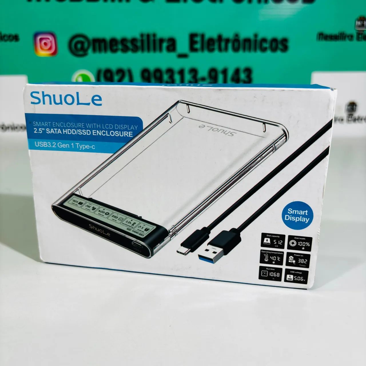 Case para HDD - SSD Externo com display inteligente 