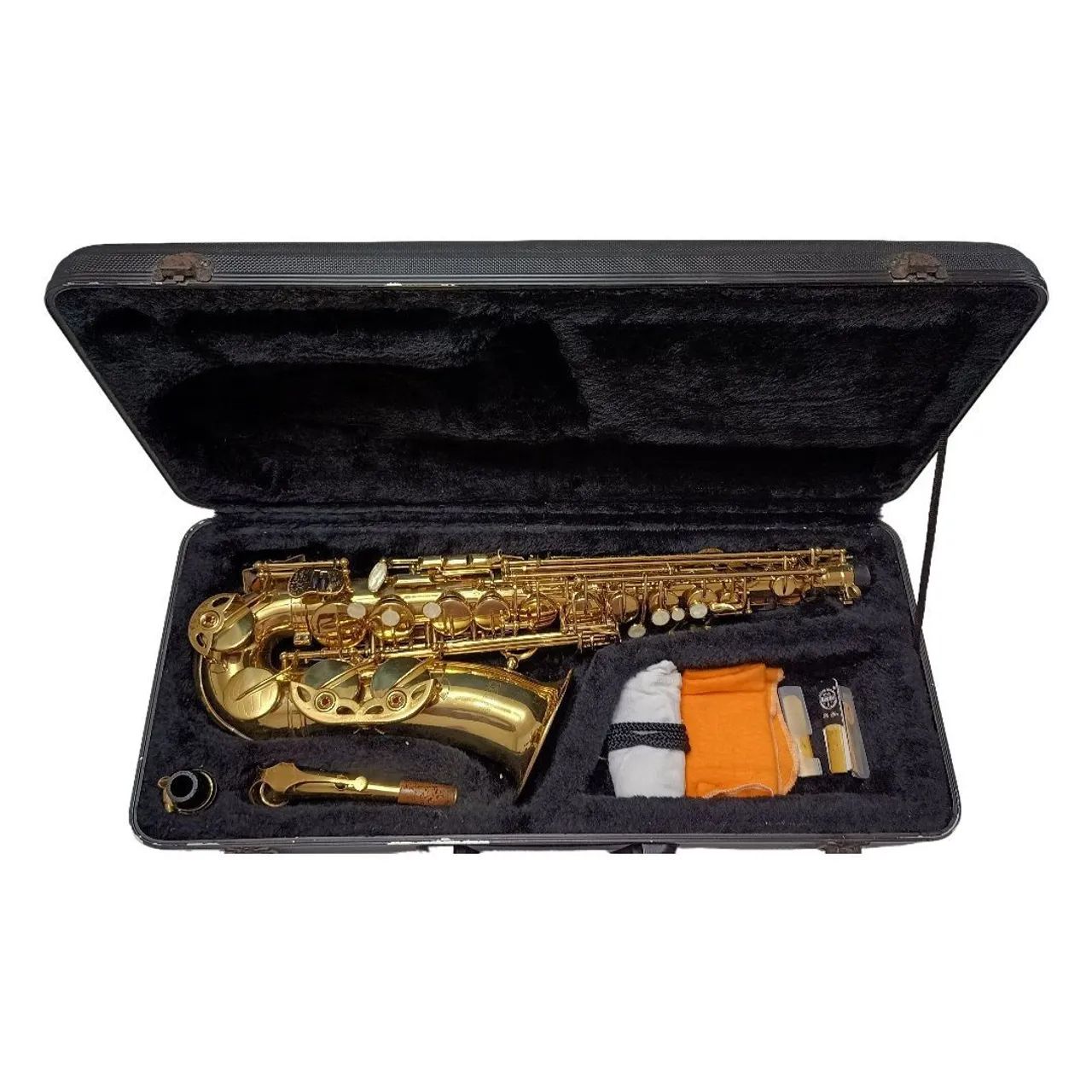 Saxofone Alto Arena laqueado Boquilha Estojo Micro Amassado na campana