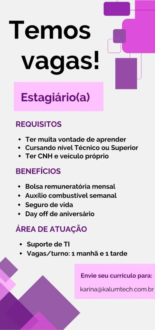 Vaga de estágio!