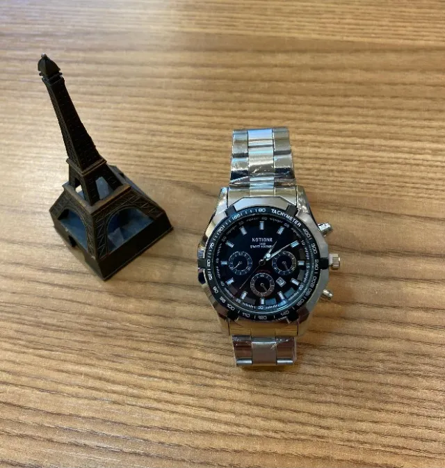 Relógio Masculino Pulseira de Aço Inoxidável Quartzo com Mostrador Redondo e Data
