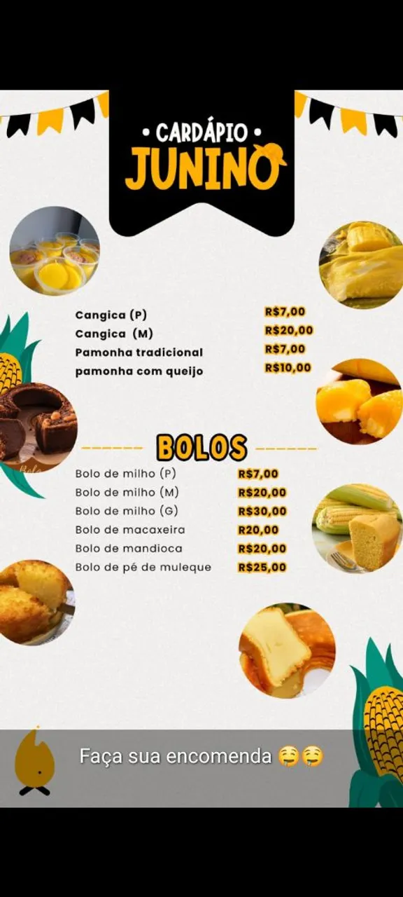 Cardápio Junino Delicioso! Bolos e Guloseimas!