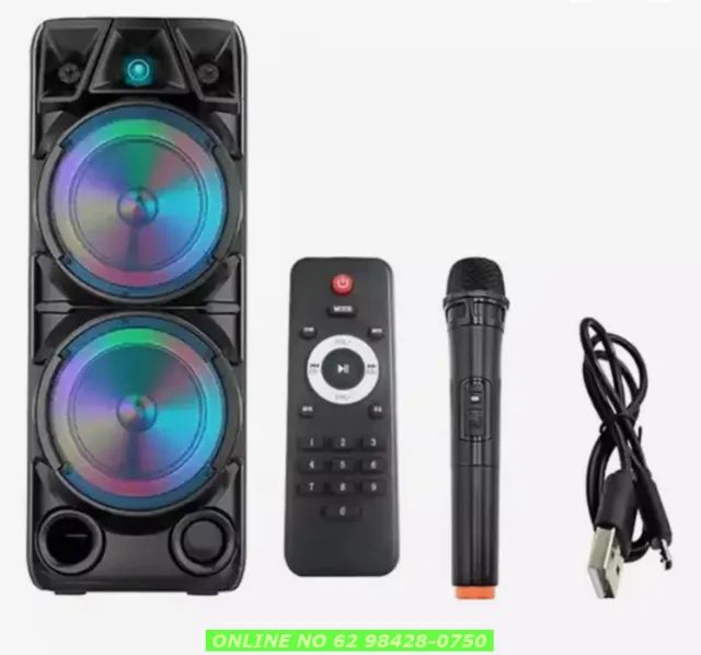 Caixa Som Grande 70cm Alta Qualidade + Microfone S/ Fio - Foto 6