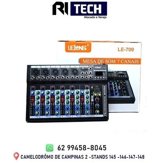 Mesa De Som 7 Canais Com Bluetooth Usb Mp3 Display Digital Interface Le 709