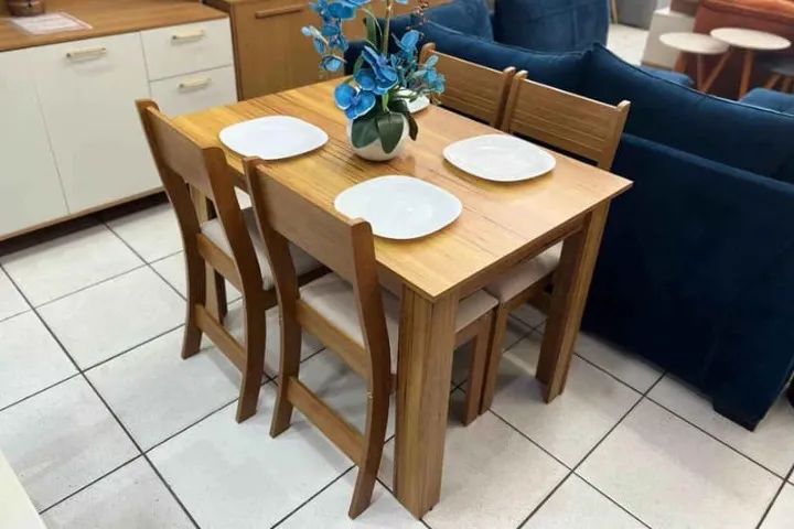 Mesa de Jantar Palace Mel 110×75 com 4 Cadeiras - Entrega Rápida