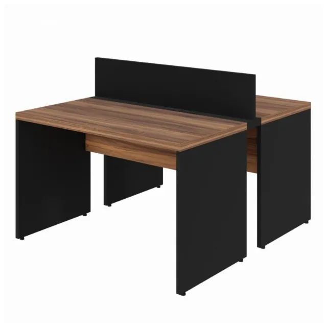 Estação de Trabalho Dupla 1,20x1,35m 2 Lugares s/ Gavetas c/ Tomada Nogal Sevilha 63085 - Foto 5