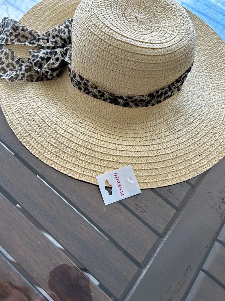Chapéu de palha com lenço animal print - Foto 5