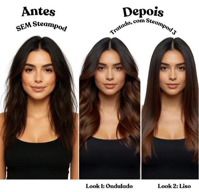 Prancha Chapinha Modeladora A Vapor Steampod 3.0 L'oréal X Rowenta Branco liso ou ondas - Foto 3