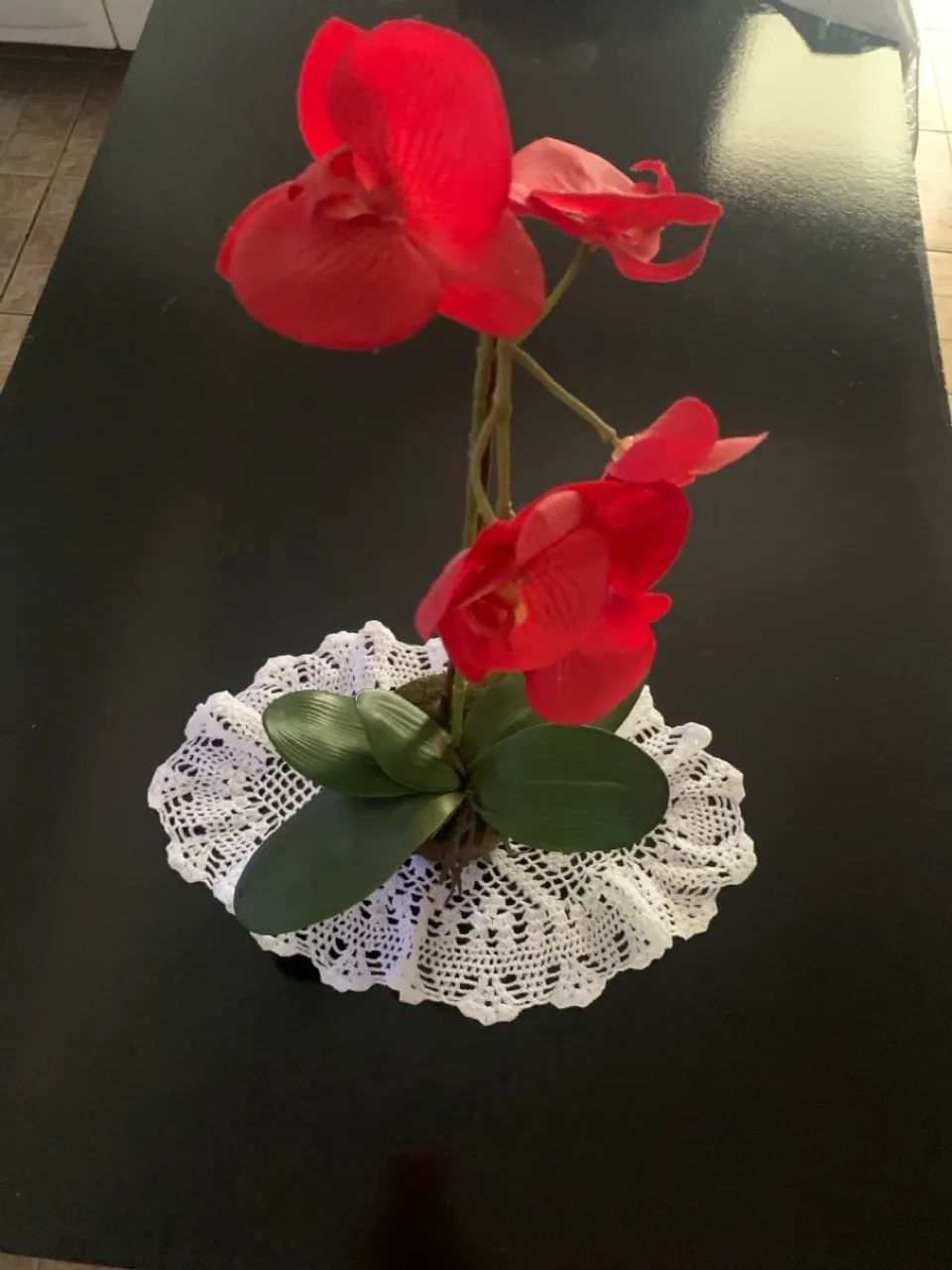 Peça de centro de mesa de crochê  - Foto 4