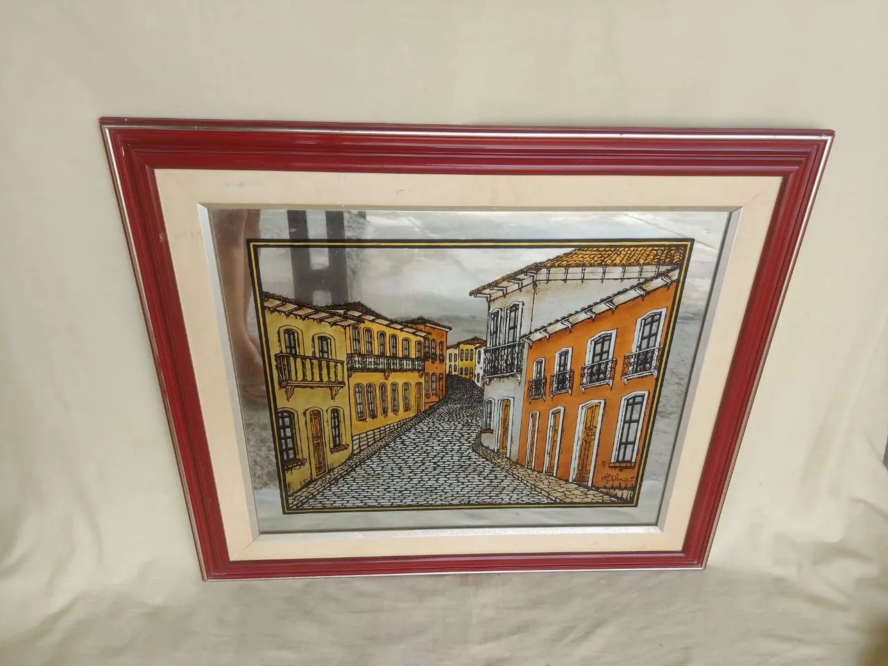 Quadro pintura no espelho - Decorações Para Casa - Jardim
