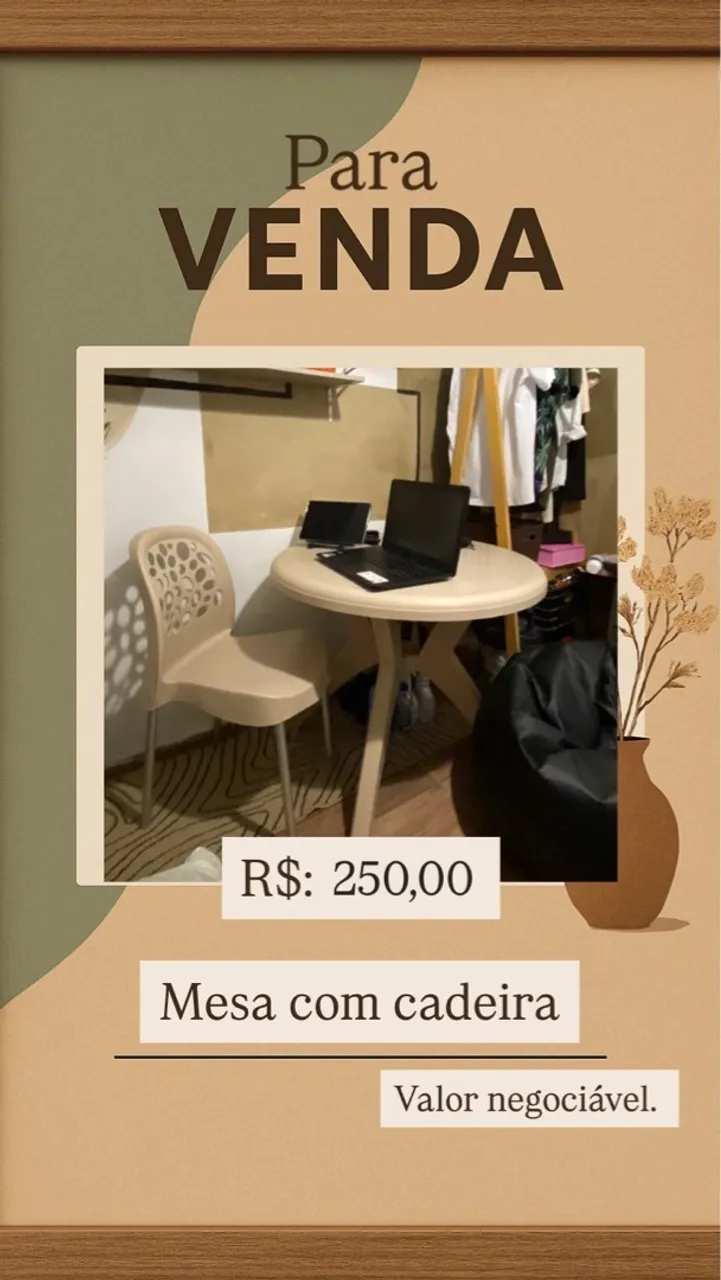 Mesa redonda com cadeira