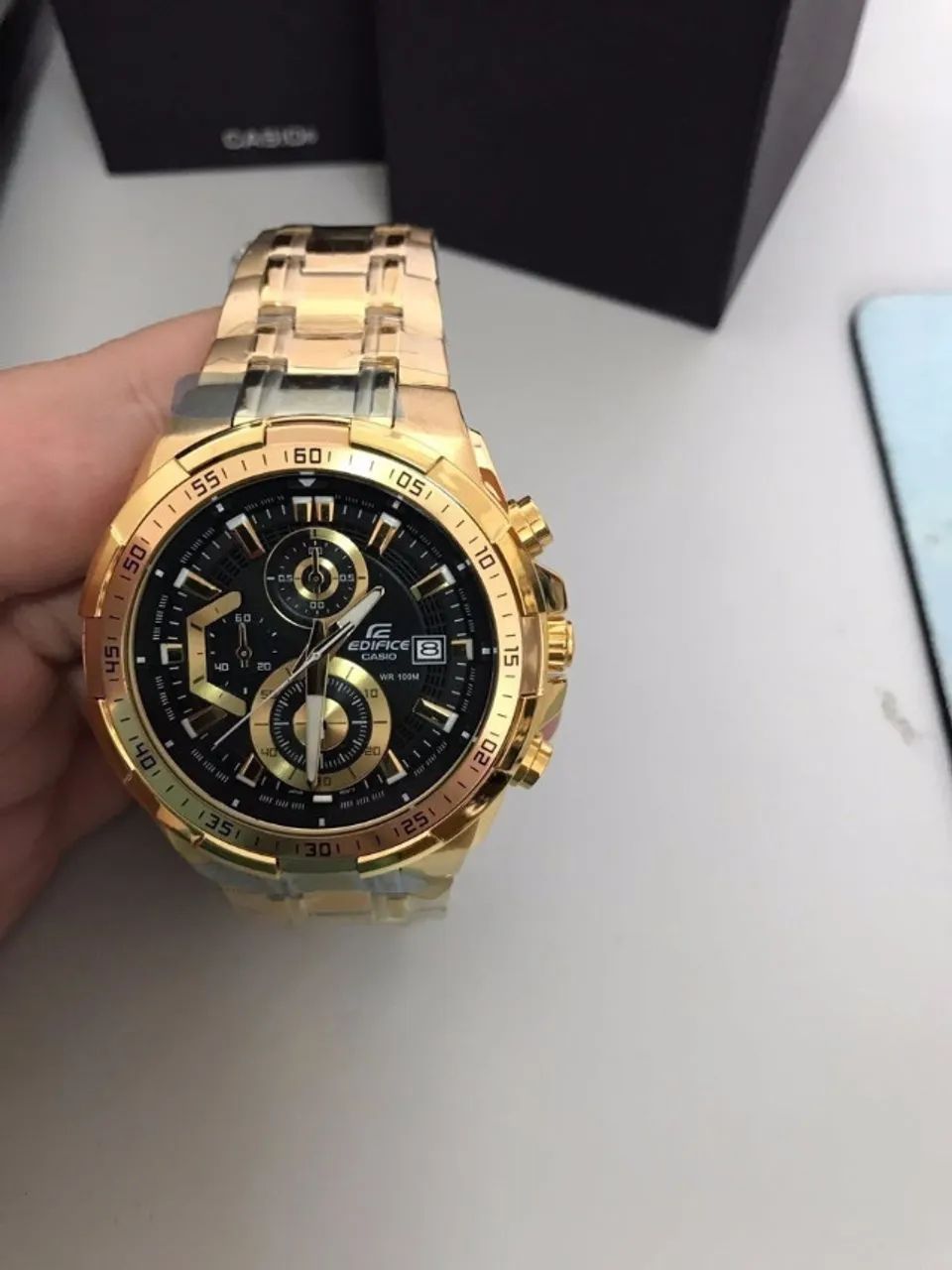 Relógio CASIO EDIFICE Dourado fundo preto  - ENTREGAMOS  - Foto 4