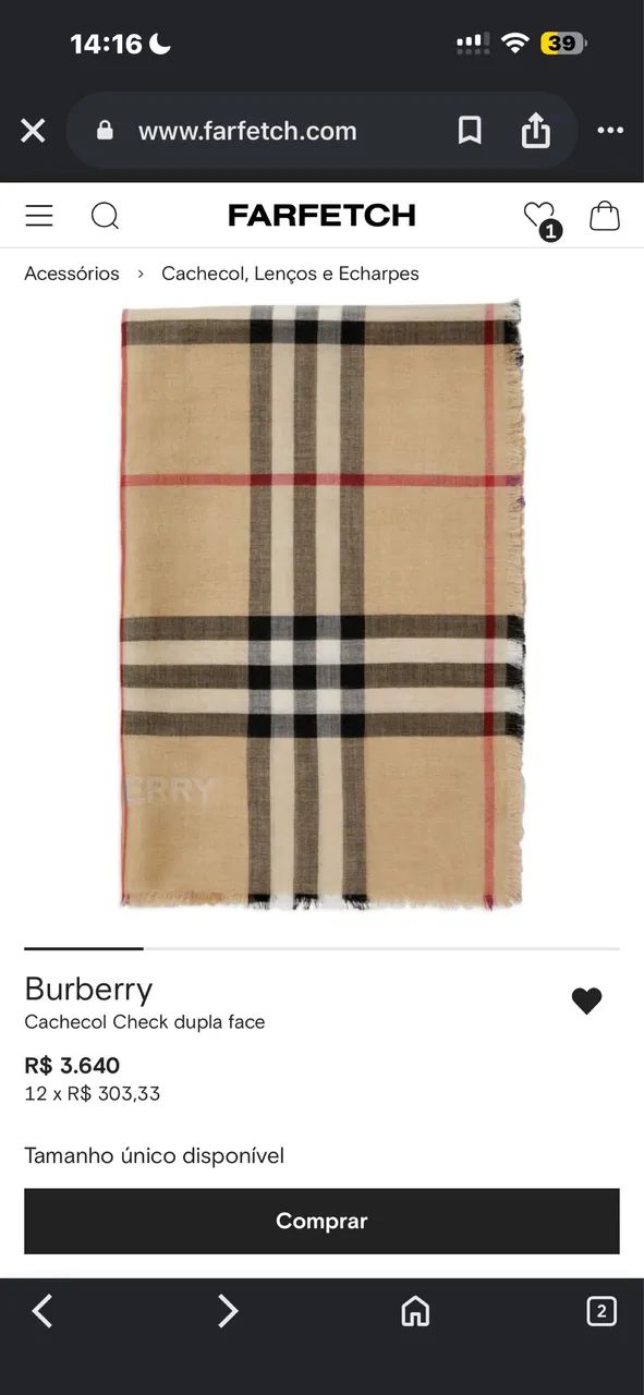 Cachecol Burberry Wide Check Wool Silk Scarf Original | Estado de Novo - Foto 4