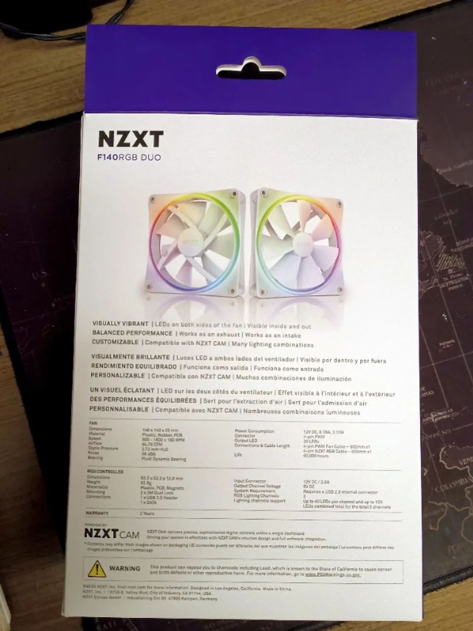(NOVO) Kit Fan 2 Unidades NZXT F140RGB DUO RGB 140mm Branco Com Controlador RF-D14DF-W1 - Foto 3