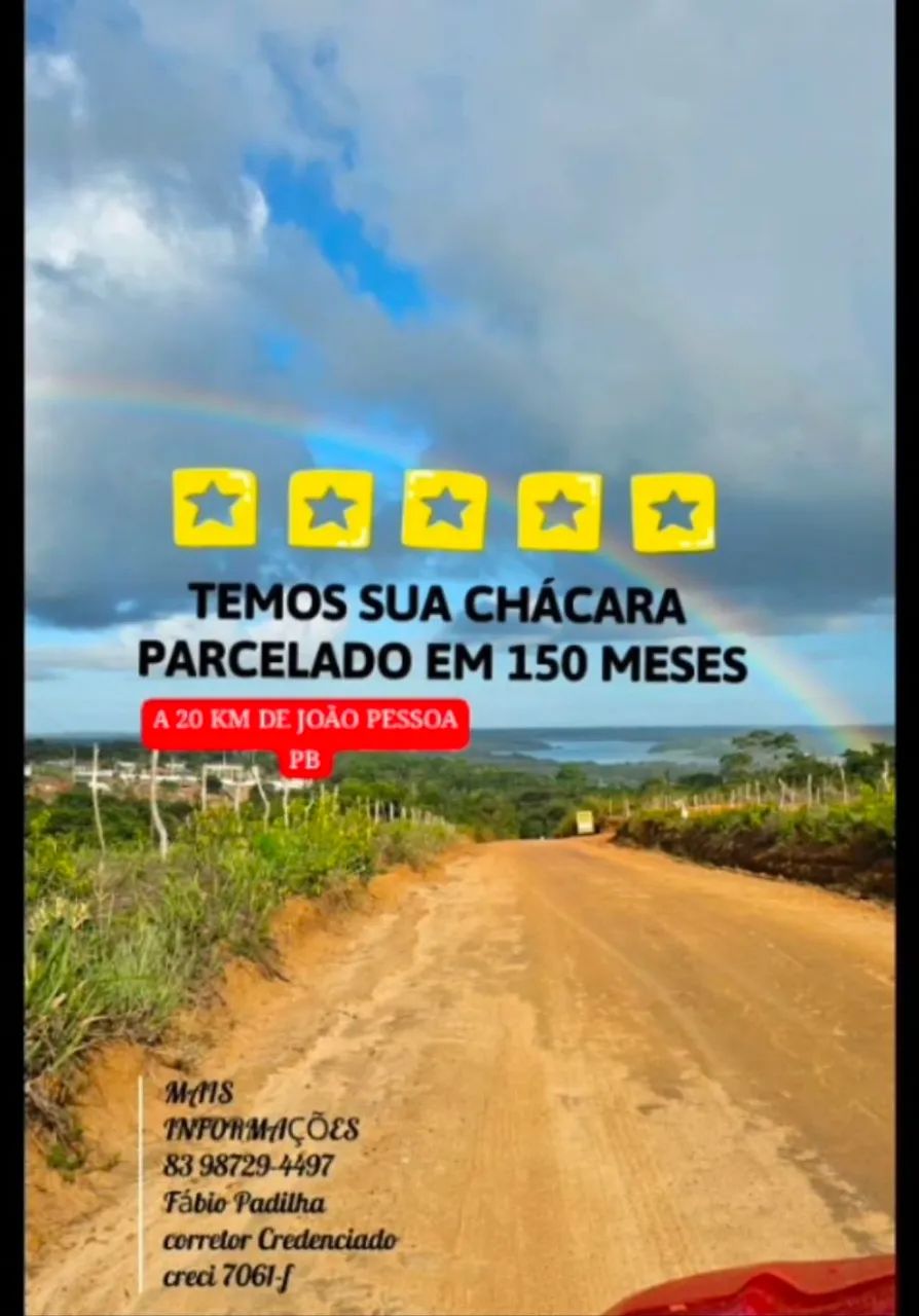 CHÁCARAS PARCELADAS A POUCOS MINUTOS DE JOÃO PESSOA 