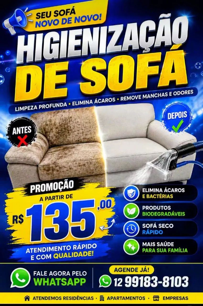 Higienização de sofá 